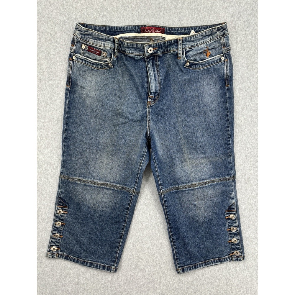 Baby Phat Womens Size 20 Capri Jeans Y2K Painted Pocket Stretch Denim